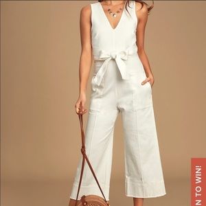 Lulus white denim jumpsuit